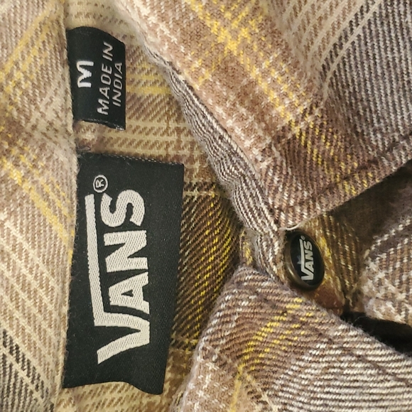 Vans•M flannel shirt button down plaid tan/brown - Picture 9 of 10